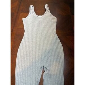 Her‎ Bottari Ribbed Knit Tank Bodysuit Jumpsuit Gray Size S Made in USA
